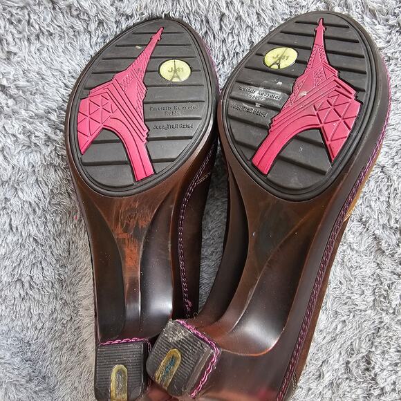 J41 Jambu Romance‎ Design Women's Blossom Suede Leather Pump Heels Sz 8.5 Brown - Picture 5 of 7